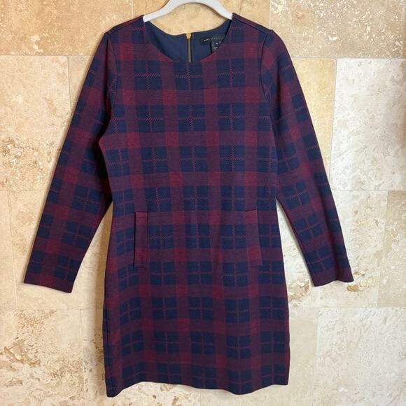 Marc by Marc Jacobs Plaid Dress Women’s Med Red Navy Check Fall Winter Classic - Picture 1 of 8